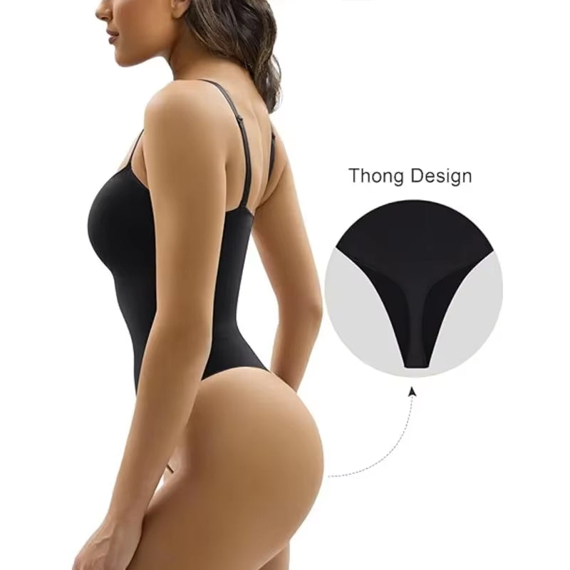 Thong Bodysuit Sculpting Shapewear Tummy Control Seamless Bodysuits Ribbed Spandex Stretchy Body Shaper Bodysuit